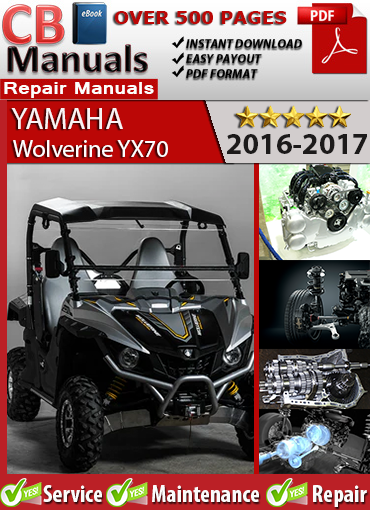 Yamaha Wolverine YX70 2016–2017 factory repair manual PDF download – Includes engine, CVT, suspension, 4WD, and full electrical system.