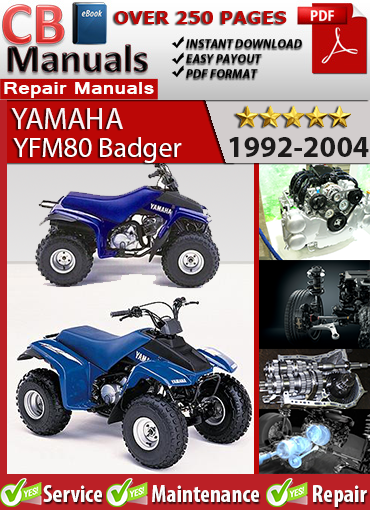 Yamaha YFM80 Badger 1992–2004 factory repair manual PDF download – Complete guide for engine, CVT, brakes, and wiring service.