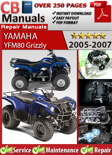 Yamaha YFM80 Grizzly 2005–2007 factory repair manual PDF download – Full engine, transmission, electrical, and carburetor service guide.