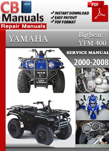 Yamaha YFM 400 Bigbear 2000–2008 factory repair manual PDF download – Includes engine, drivetrain, electrical, and suspension service procedures.