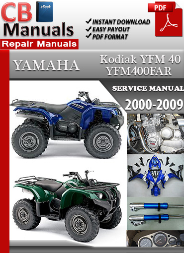 Yamaha YFM 40 Kodiak 2000–2009 factory repair manual PDF download – Includes engine rebuild, CVT maintenance, wiring diagrams, and full service coverage.