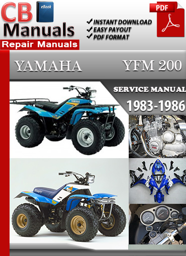Yamaha YFM 200 1983–1986 factory repair manual PDF download – Complete engine, shaft drive, carburetor, and electrical maintenance guide.