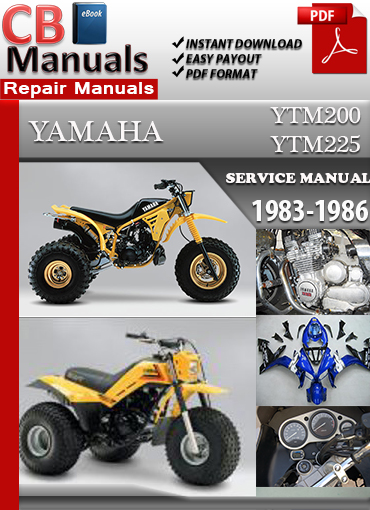 Yamaha YTM200 YTM225 1983–1986 factory repair manual PDF download – Complete 3-wheeler maintenance, engine repair, wiring, and troubleshooting guide.